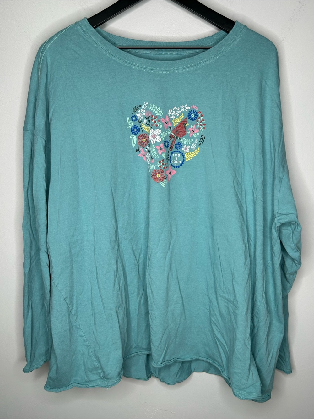 Life is Good Long Sleeve Teal Shirt Size XXL